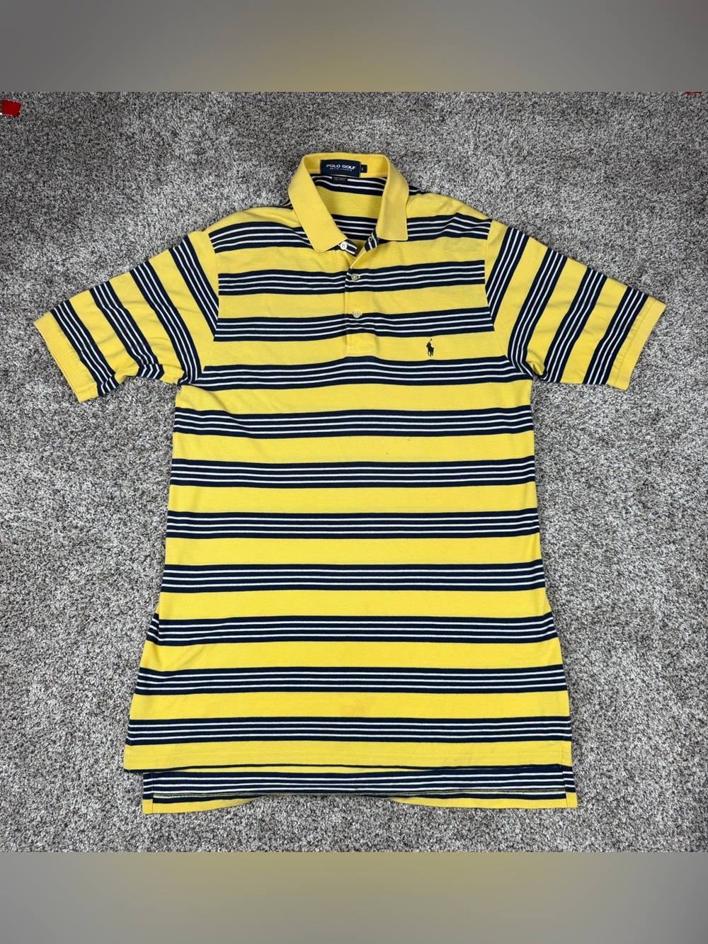 Sz Large Men’s Polo Golf Ralph Lauren Horizontal Striped Polo Shirt Yellow Long